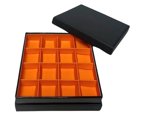 Etage Box base L139xW139xH24mm + compartments black apricot orange