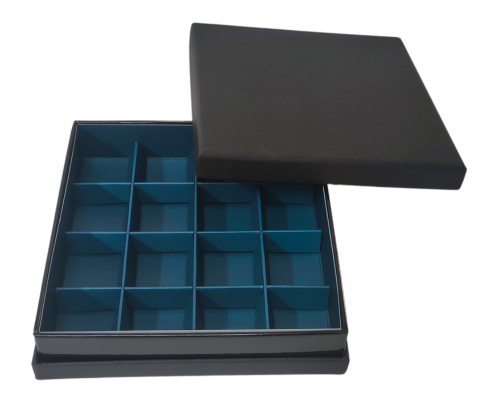 Portofino box L139xW139xH31mm + compartments black blueberry