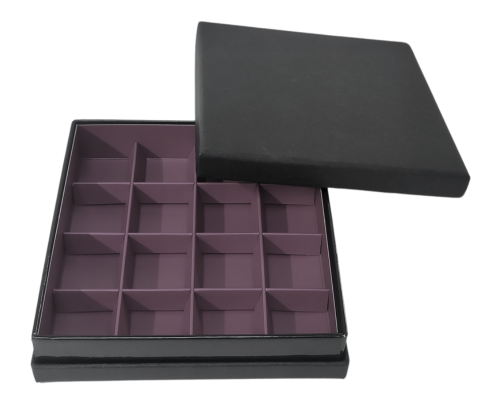 Portofino box L139xW139xH31mm + compartments black fig