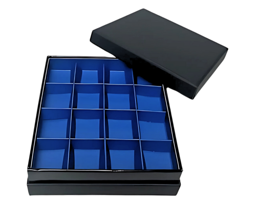 Etage Box base L139xW139xH24mm + compartments black ocean blue